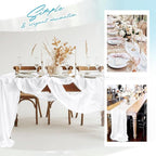 Aktor 12 Pack White Table Runner Boho Cheesecloth Table Runner Semi Sheer Gauze Fabric Runners for Wedding Birthday Baby Shower Party Boho Table Decoration（White）