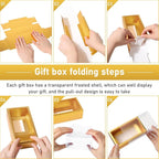 Roowest 50 Sets Kraft Soap Boxes Rectangle Packaging Box with Window Homemade Gift Box with Blank Tags and Jute String for Jewelry Candy Wrapping Party Favor(6.3 x 3.5 x 2 Inch,Gold)