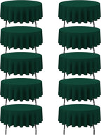 BRILLMAX 10 Pack Hunter Green Round Tablecloths 90 Inch - Circle Bulk Linen Polyester Fabric Washable Table Cloth Cover for Wedding Reception Banquet Birthday Party Buffet Restaurant