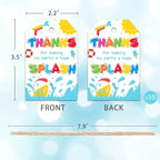 50pcs Pool Party Thank You Tags, Splish Splash Favor Tags for Summer Beach Ball Themed Birthday and Baby Shower Party Gift Wrapping Decoration (Splash)