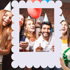 32 x 24 Inch Large Blank DIY Photo Booth Props Picture Frame Party Frame DIY Photo Booth Props Selfie for Birthday, Graduation, Christmas Holiday Party(White,Scalloped)