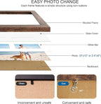 8x10 Picture Frame Set of 2, Rustic Brown Wood Frame with Glass Collage Frame, Display Pictures Two 4x6 With Mat or 8 x 10 Without Mat - Horizontal or Vertical Wall Mounting
