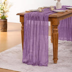 MLMW 3 Pack Fall Table Runner Purple Cheesecloth Boho Rustic Sheer Cheese Cloth Table Runner 160 inch 13.3ft for Halloween Wedding Party Baby Bridal Shower Birthday