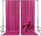 10ft x 10ft Fuchsia Backdrop Curtains for Parties, Fabric Satin Background Curtain with Rod Pockets for Weddings, Birthday, Baby Shower, Photography, Graduation Party Backdrop Drapes, 2 Panels