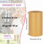 Glitter Tulle Rolls 6” by 50 Yards Sparkle Tulle Fabric Ribbon Sequin Tulle Netting Rolls for DIY Tutu Skirt Wedding Birthday Party Decoration (Gold)