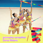 Yilloog 50 Pcs Ribbon Dancing Wands Party Favors, 78.7 Inch Artistic Gymnastics Ribbon Streamers Twirling Wands, Rainbow Birthday Decorations