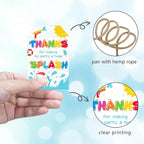 50pcs Pool Party Thank You Tags, Splish Splash Favor Tags for Summer Beach Ball Themed Birthday and Baby Shower Party Gift Wrapping Decoration (Splash)