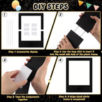 32 x 24 Inch Large Blank DIY Photo Booth Props Picture Frame Party Frame DIY Photo Booth Props Selfie for Birthday, Graduation, Christmas Holiday Party(Black,Vertical)