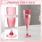 Plastic Champagne Flutes, 24PCS Red Wine Glasses Goblets Cups Reusable Flute, for Weddings Bachelor Parties Toasting and Events(24, Red)