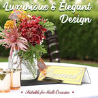 12 Pcs Mirrored Gold Reserved Table Signs, 6" x 2" Double-Sided Table Tent Sign with Suede Cleaning Cloth, Acrylic Reserved Signs for Wedding Restaurant Ceremony Party Banquet