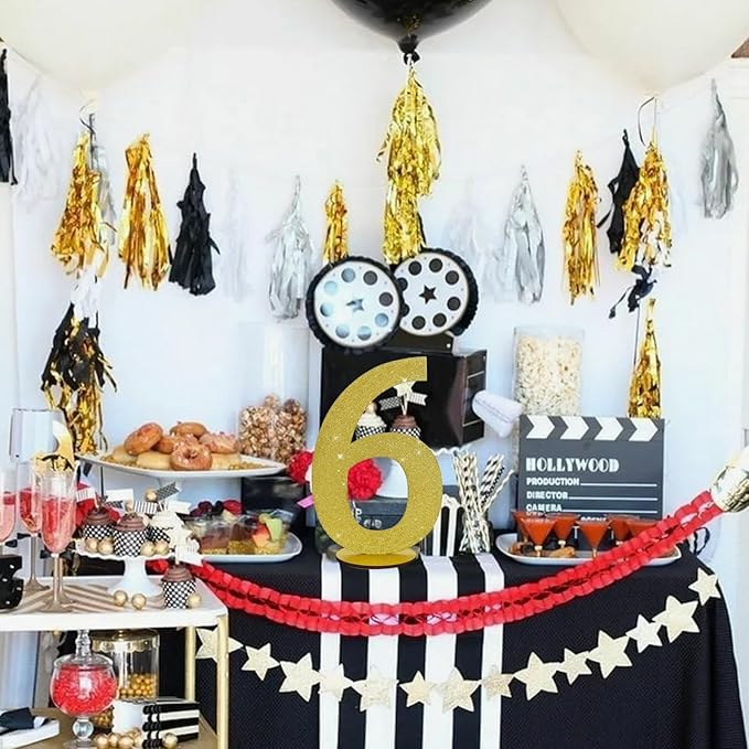 TONIFUL 11.8 Inch Gold Glitter Numbers Table Centerpieces 0-9 Birthday Party Decorations,Shining Gold Digital 6 for Birthday Party,Wedding,Bridal Shower,Engagement,Photo Shoot,Anniversary