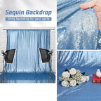 Eternal Beauty Baby Blue Sequin Backdrop, 6x8 Ft Glitter Background Curtains for Shimmer Photography Party Wedding Birthday Back Drop Decor