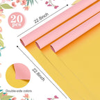 BEISHIDA 20Pcs Pink and Gold Double Sided Floral Wrapping Paper Matte Waterproof Flower Bouquet Wrapping Paper for Floral Wrap Florist Packing Supplies Birthday Valentine's Christmas Gift Wrapping
