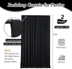 10 x 10 Feet Black Backdrop Curtain for Partie, Background Curtains for Photoshoot, Birthday, Wedding, Halloween, Thanksgiving, Christmas Day, New Year Party Decorations 5Ft x 10Ft, 2 Panels