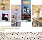 4th of July Table Runner, American Stars Patriotic Independence Day Table Runner for Indoor Outdoor Party Home Kitchen Dining Table Decor, Blue Red, 13x108inch