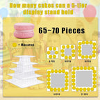 5 Tiers Square Macaron Tower Stand Cake Display Rack Cupcake Stand Desserts Display for Wedding Birthday Party Decor