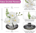 White Orchids Artificial Flowers Faux Orchids Arrangement in Black Glass Vases Set of 3 Real Touch Phalaenopsis Orchid Flowers Small Fake Orchid Centerpiece for Dining Room Table