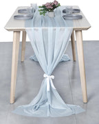 MDS Halloween Chiffon Table Runner - 12 Pack, 29 x 170 Inches, 14ft Each - Sheer Spooky Table Runners for Haunted House Parties, Trick-or-Treat Tables, Witchy Décor, Wedding & Events - Baby Blue