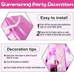 6 Pack 29 x108 Inch Love Pink Wave Foil Fringe Table Skirts Metallic Banner for Tinsel Streamer Garland Backdrop for Parade Floats, Mother's Day, Easter, Wedding, Birthday Party Decoration