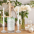 Unity Wedding Candles with Holder Wedding Ceremony Unity Candles Set Catholic Religious Accessories Large Decorative Glass Holder Taper for Church(Green Leaf)