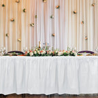 TURSTIN 8 Pieces White Plastic Table Skirts 14 Feet x 29 Inch for Rectangle Tables Fitted Tablecloth Disposable Table Cover for Birthday Party, Events, Banquette Baby Shower