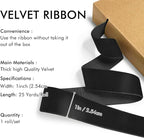 Black Velvet Ribbon 1'' 25 Yards for Christmas Tree, Gift Wrapping, Flower Bouquet, Wreath Decorations, Bow Making