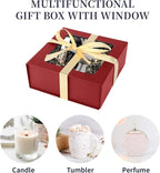 TIACABO Red Gift Box with Window,7.5"x7.5"x3.1" Bridesmaid Boxe for Gifts Giving,Birthday Gift Boxes with Magnetic,Closure Lid Gifts Boxes for Presents,Cute Box,Luxury for Gift Packaging