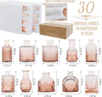 Arme Glass Bud Vase Set,30Pcs Small Glass Vase for Flowers, Clear Bud Vase in Bulk，Mini Single Vintage Vase for Centerpiece，Vases Bulk for Rustic Wedding Decor，Home Table Flower Décor(Amber)