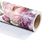 WRAPAHOLIC Floral Wrapping Paper Roll - Mini Roll - 17 Inch x 9.8 Feet - Purple Flower Wrapping Paper, Perfect for Girls Women Birthday, Wedding, Bridal Shower
