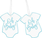 100Pcs Gift Tags with String Oh Baby Sign Blue Baby Clothes Large Gift Tags with 65 Ft Jute Twine Cute Tags White Paper Gift Tag for It's a Boy Gender Reveal Baby Shower Party Gift Wrap Tag