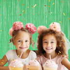 3 Pack Foil Fringe Backdrop - Pastel Light Green Shiny Tinsel Curtains for Party Decoration/Photo Booth Props - 3.3x8.2 FT Metallic Foil Backdrop for Birthday, Wedding, Graduation, Christmas