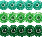 15pcs 10'' 12'' 14'' Paper Fans Decorations Green Theme Party Decor Round Tissue Paper Fans Hanging Paper Fans Set Party Paper Honeycomb Fans Decorations for Party Birthday Wedding Events