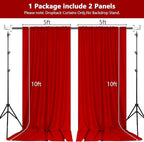 MEETSKY Red Backdrop Curtains for Party Valentine's Day Arch Stage Wedding Ceremony Red Curtains Fabric Photography Backdrop Drapes for BBirthday Party Baby Shower Christmas, 5ft x 10ft, 2 Panels