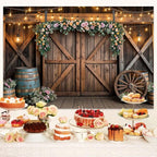 5x3ft Country Wedding Photography Backdrop Rustic Barn Door Photography Backdrop Farmhouse Pink Flower Cabin Wooden Birthday Baby Shower Wedding Bridal Party Banner Photo Booth Props Background