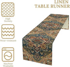 Boho Bohemia Style Table Runner, Country Rustic Farmhouse Vintahe Colorful Geometry Print Table Runner for Home Kitchen Dinner Party Holiday Decor, 13x120inch