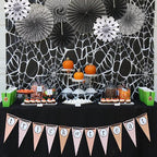 Party Hanging Paper Fans Set, Black Round Pattern Paper Garlands Decoration for Birthday Wedding Graduation Events Accessories, Set of 6