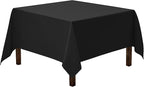 Gee Di Moda Square Tablecloth - 52 x 52 Inch Black Table Cloth for Small Square or Round Tables - Heavy Duty Washable Fabric - for Buffet Table, Holiday Party, Dinner, Wedding & Baby Shower