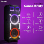 Dolphin High-Power Portable Party Bluetooth Speaker – Wooden Cabinet, X-BASS, LED Lights, Wireless Microphone – Ideal for Parties, Tailgating, and Events