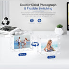 2Pack Magnetic Acrylic Picture Frames 2×3 Inch - Scalloped Glass Frame with 10+10mm Thick Block, Double Sided Clear Frames for Desktop Display | Trendy Home Gift (2 Pack, 2×3)