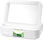 50Pack 14" Heavy Duty Disposable Rectangle Food Trays, Compostable Extra Large Paper Platter Plates Serving Crawfish, Lobster, Crab for Party, BBQ, Crawfish Boil Accessories