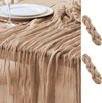 Asee'm 2pcs Cheesecloth Table Runner 120 Inches Long Nude Boho Gauze Cheese Cloth Runner 10FT Rustic Sheer Table Runners for Christmas Wedding Party Baby Shower Spring Easter Decoration