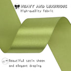 Light Green Solid Satin Ribbon 1-1/2 Inch 50 Yards Solid Polyester Fabric Ribbon for Gift Wrapping Wedding Christmas Baby Shower Birthday Party Decoration Handmade Immortal Flower Craft