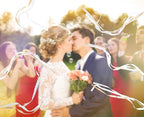 Kingsnow 100 Pieces Champagne Ribbon Wedding Wands Send Off Idea Ceremony Exit Ribbon Wedding Favor with Lace and Bell, Wedding Party Ribbon Streamers Fairy Wands Ribbon Bridal Wands