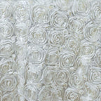 Efavormart 132" Wholesale Round Table Cover Ivory Grandiose Rosette 3D Satin Tablecloth for Wedding Party Event Decoration