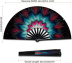 Boots on The Ground Fan, Large Folding Hand Fan for Women and Men, Popping Fans for Line Dancing for Raves, EDM, Dance Party, and Home Decoration