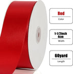 NESCCI 60 Yards Ribbon,1-1/2 Inch Red Satin Ribbon,Single Face Satin Ribbons, Perfect for Gift Wrapping,Wedding Decoration,Handmade Bows,Wrapping Bouquet and More