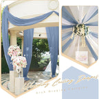 6 Panels Dusty Blue Ceiling Drapes for Wedding 5ftx20ft Chiffon Fabric Arch Draping Curtains Sheer Drapery for Party Ceremony Birthday Baby Shower Reception Stage Swag Ceiling Decorations