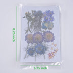 8 Types 46pcs Real Dried Pressed Flowers Leaf Plant Herbarium for DIY Resin Jewelry Making Floral Decors (Blue)