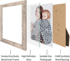 8x10 Picture Frame Set of 4, Smoke Gray Frame with High Definition Real Glass, 8 x 10 Wood Photo Frame for Tabletop Display and Wall Mounting