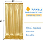 30ft x 10ft Gold Sequin Backdrop Curtain for Parties, Wrinkle Free Thick Glitter Photo Backdrop Drapes 6 Panels 5x10FT Back Drop Cloth Shiny Fabric for Wedding Birthday Photography Background